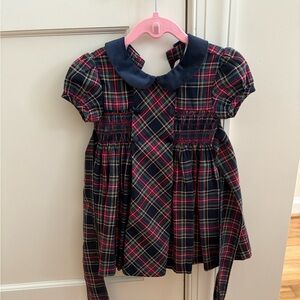 La Coqueta Navy Arcadia Smocked Tartan Dress